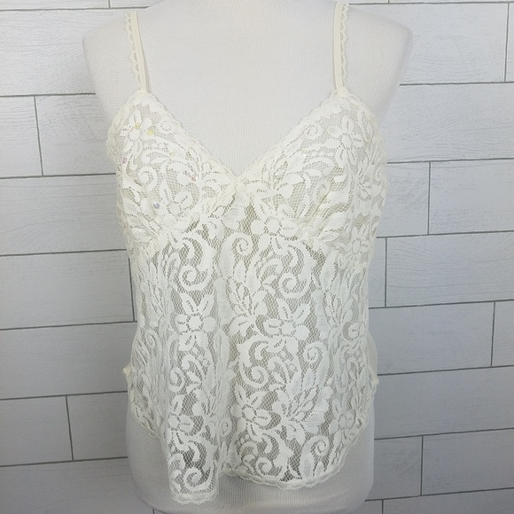 Victoria's Secret Tops - Vintage Victoria's Secret Ivory Lace Camisole Tank